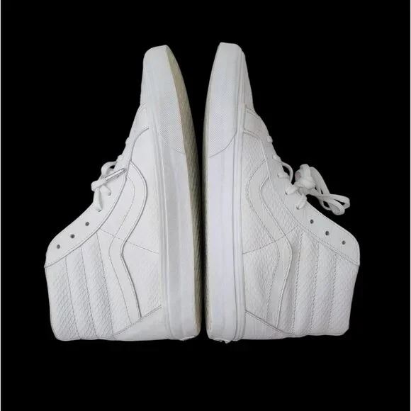 Vans Sk8-Hi Top Reissue Croc Embossed White Leather Sneakers Sz 8.5M / 10W - Picture 4 of 11
